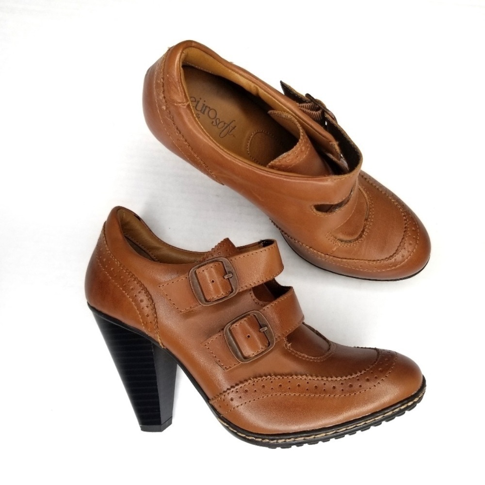 SOFFT Euro Soft Sadie’s buckle booties block heel brown size 9 vintage look - Picture 5 of 10